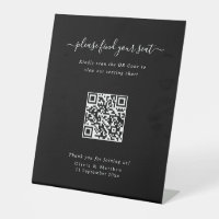 Luxury Modern Black Wedding QR Code Seating Chart