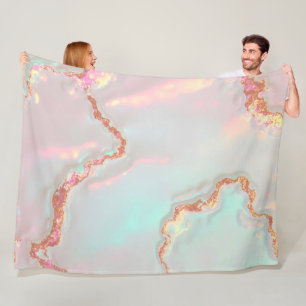 Luxury Modern Blush Pink Soft Mint Gold Collection Fleece Blanket
