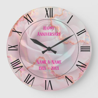 Luxury Modern Blush Pink Soft Mint Gold Collection Large Clock