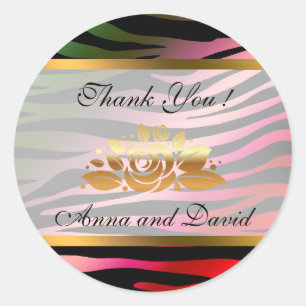 Luxury Modern Colourful Tiger Add Your Text Classic Round Sticker