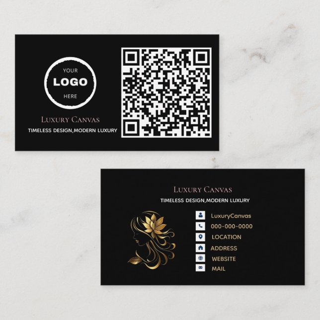 Luxury Modern Custom QR Code Beauty Business Card (Front/Back)