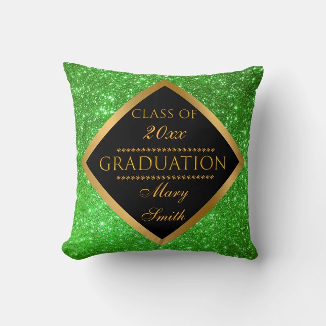 Luxury Modern Customise Green Glitter Cushion (Front)