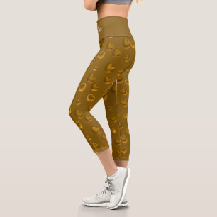 Luxury Modern Elegant Glitter Gold Heart Capri Leggings