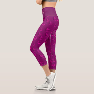 Luxury Modern Elegant Glitter Pink Heart Capri Leggings