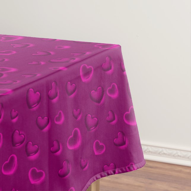 Luxury Modern Elegant Glitter Pink Heart Tablecloth (In Situ)