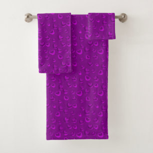 Luxury Modern Elegant Glitter Purple Heart Bath Towel Set
