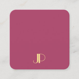 Luxury Modern Elegant Gold Monogrammed Template Square Business Card