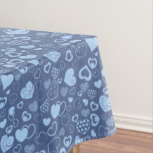 Luxury Modern Elegant Love Blue Heart Tablecloth
