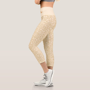 Luxury Modern Elegant Love Gold Heart Capri Leggings