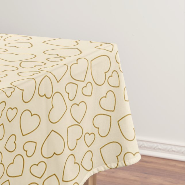 Luxury Modern Elegant Love Gold Heart Tablecloth (In Situ)