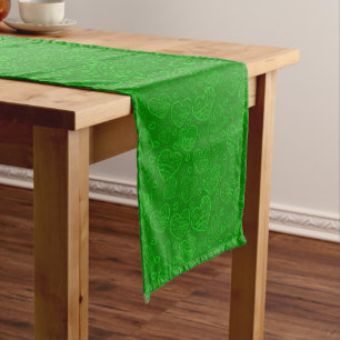 Luxury Modern Elegant Love Green Heart Long Table Runner