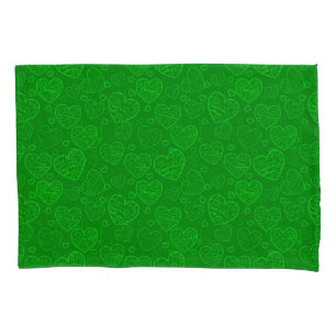 Luxury Modern Elegant Love Green Heart Pillowcase