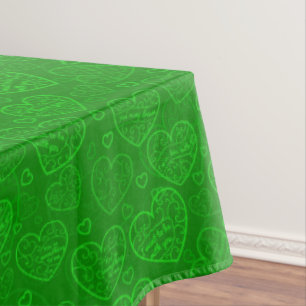 Luxury Modern Elegant Love Green Heart Tablecloth