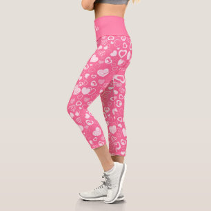 Luxury Modern Elegant Love Pink Heart Capri Leggings