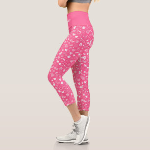 Luxury Modern Elegant Love Pink Heart Capri Leggings