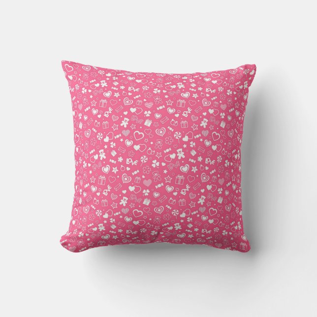 Luxury Modern Elegant Love Pink Heart Cushion (Front)