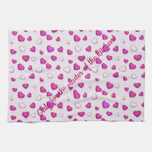 Luxury Modern Elegant Love Pink Heart Tea Towel