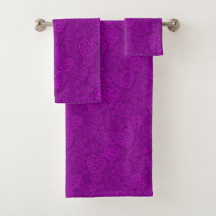 Luxury Modern Elegant Love Purple Heart Bath Towel Set