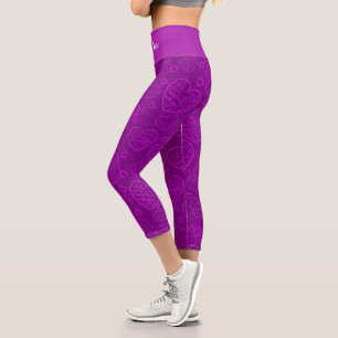 Luxury Modern Elegant Love Purple Heart Capri Leggings