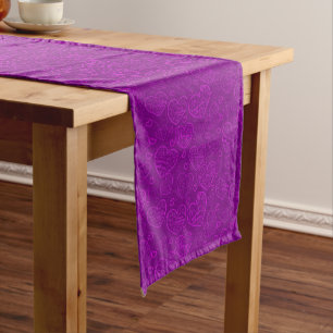 Luxury Modern Elegant Love Purple Heart Long Table Runner