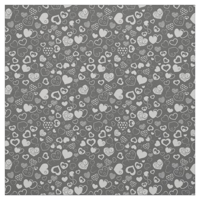 Luxury Modern Elegant Love Silver Heart Fabric (Swatch)