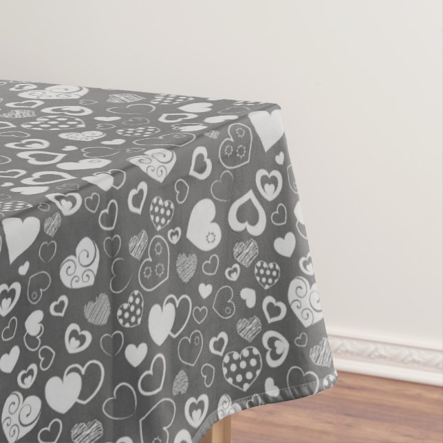 Luxury Modern Elegant Love Silver Heart Tablecloth (In Situ)
