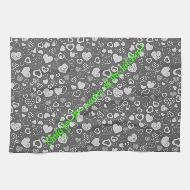 Luxury Modern Elegant Love Silver Heart Tea Towel (Horizontal)