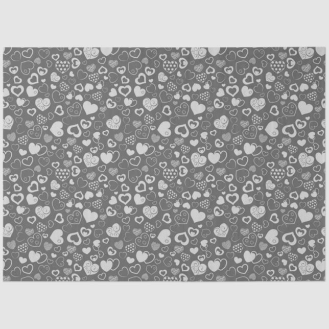 Luxury Modern Elegant Love Silver Heart Tissue Paper (Front)