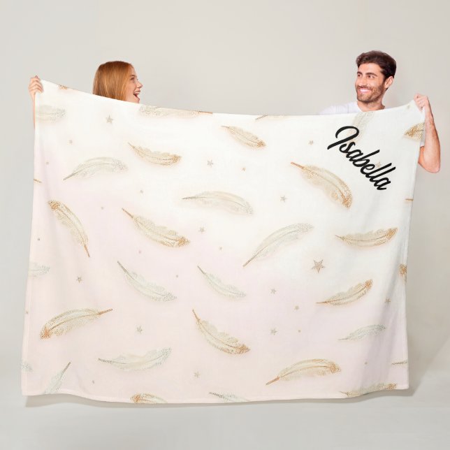 Luxury Modern Feathers Boho Collection Fleece Blanket (In Situ)