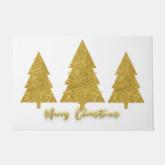 Luxury modern festive trees gold and white doormat