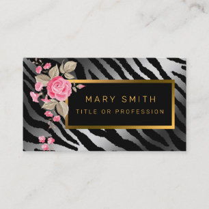 Luxury Modern Floral Tiger Add Your Text Business Card