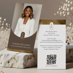Luxury Modern Gold Arch Monogram Real Estate Photo Business Card
