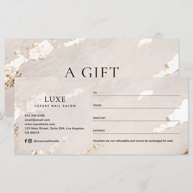 Luxury Modern Gold Foil Gift Certificate/Voucher (Front/Back)