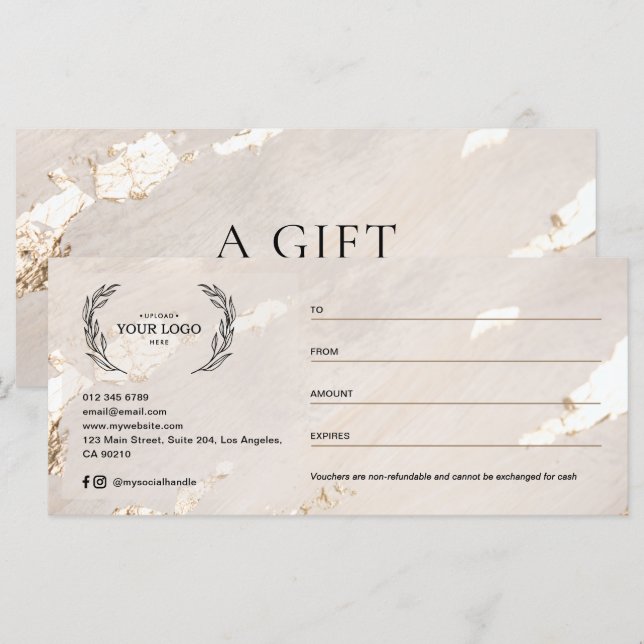 Luxury Modern Gold Foil Gift Certificate/Voucher (Front/Back)