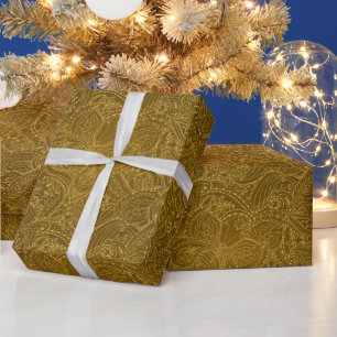 Luxury Modern Gold Natural Floral Butterfly Wrapping Paper
