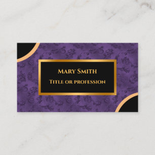 Luxury Modern Gold Purple Damask Business Card