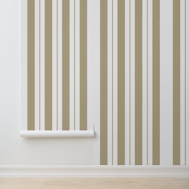 Luxury Modern Gold White Stripes Pattern Wallpaper (Application)