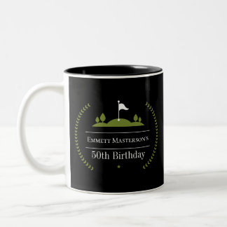 Luxury Modern Golfer 50th Birthday Party Two-Tone Coffee Mug