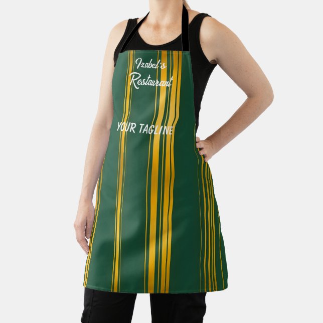 Luxury Modern Green Gold Linen Texture Collection Apron (Insitu)