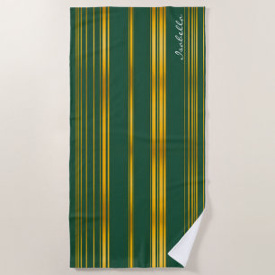 Luxury Modern Green Gold Linen Texture Collection Beach Towel