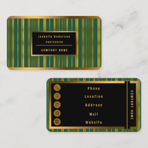 Luxury Modern Green Gold Linen Texture Collection Business Card