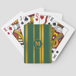 Luxury Modern Green Gold Linen Texture Collection Playing Cards