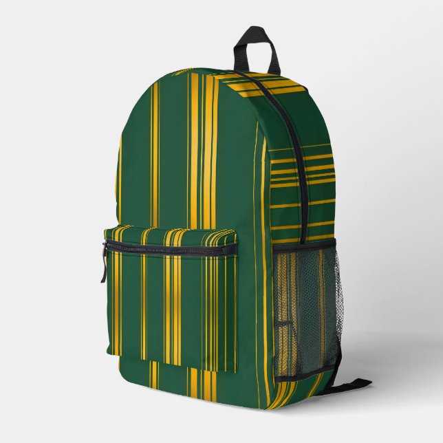 Luxury Modern Green Gold Linen Texture Collection Printed Backpack (Back Corner Right)