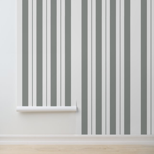 Luxury Modern Green White Stripes Pattern Wallpaper (Application)