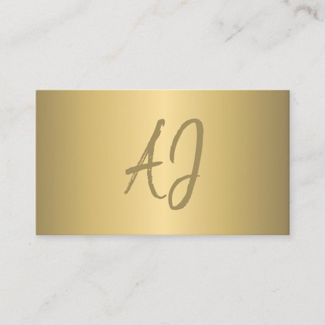 Luxury modern metallic gold sand monogrammed business card (Front)