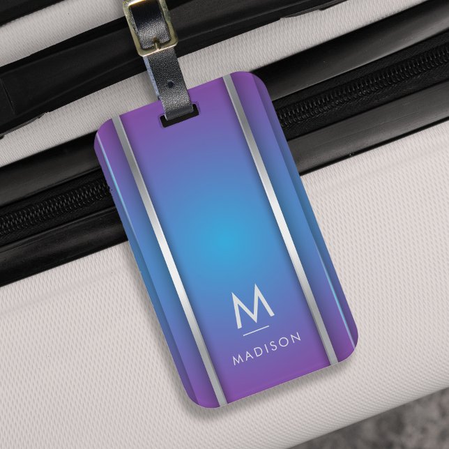 Luxury Modern Minimal Abstract Violet Blue  Luggage Tag (Creator Uploaded)