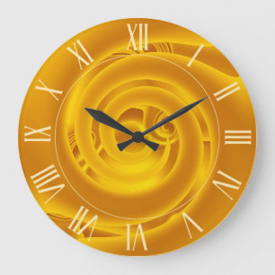 Luxury Modern Neon Gold Abstract Floral Rose Large Clock