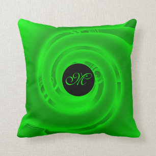 Luxury Modern Neon Green Abstract Floral Rose Cushion