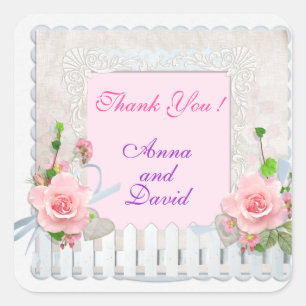 Luxury Modern Pink Floral Add Your Text Square Sticker