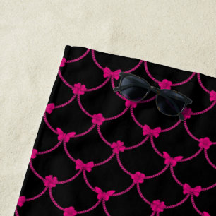 Luxury Modern Pink Natural Floral Butterfly Beach Towel